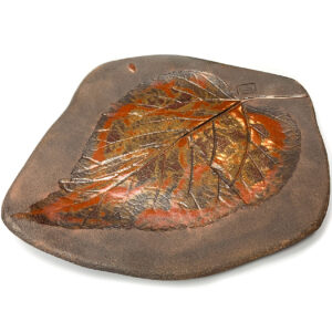 Półmisek brązowy z odciskiem liścia | 32 cm