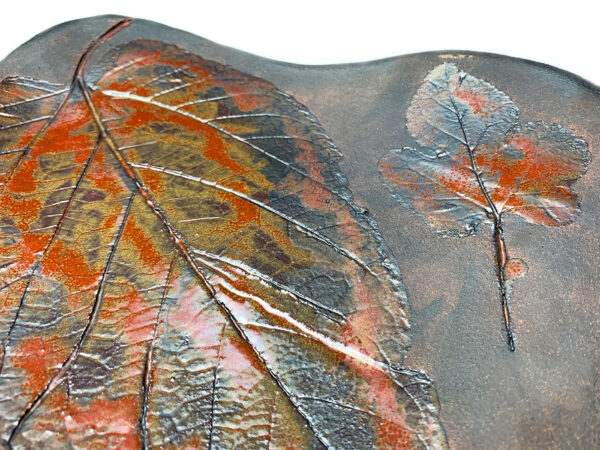 Półmisek brązowy z odciskiem liści | 34,5 cm