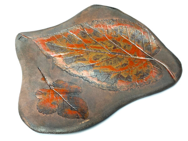 Półmisek brązowy z odciskiem liści | 34,5 cm