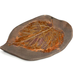 Półmisek brązowy z odciskiem liścia | 37,5 cm