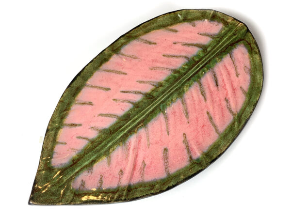 Półmisek różowy w kształcie liścia | 36 cm